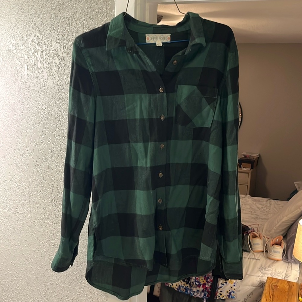 Hippie Rose button up flannel Sz S